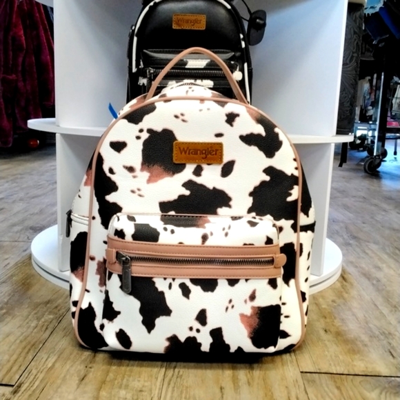 Wrangler Handbags - Wrangler Cow Print Backpack With Coin Pouch - Pink